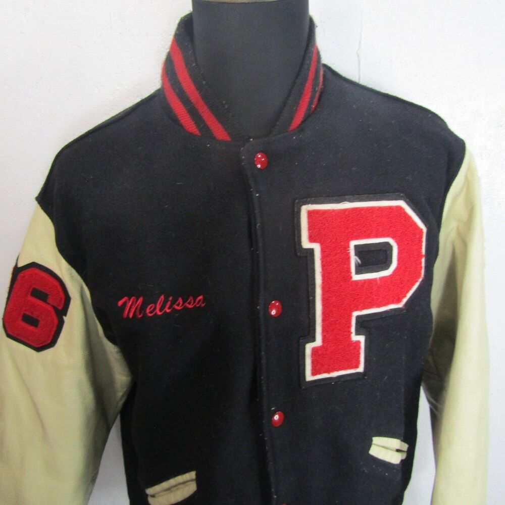 Vintage Pewaukee Pirates Letterman Jacket Unisex L Wool Leather Varsity Coat